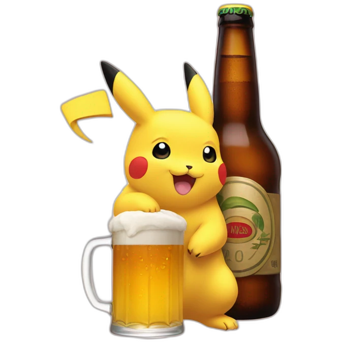 Pikatcu avec une bière emoji