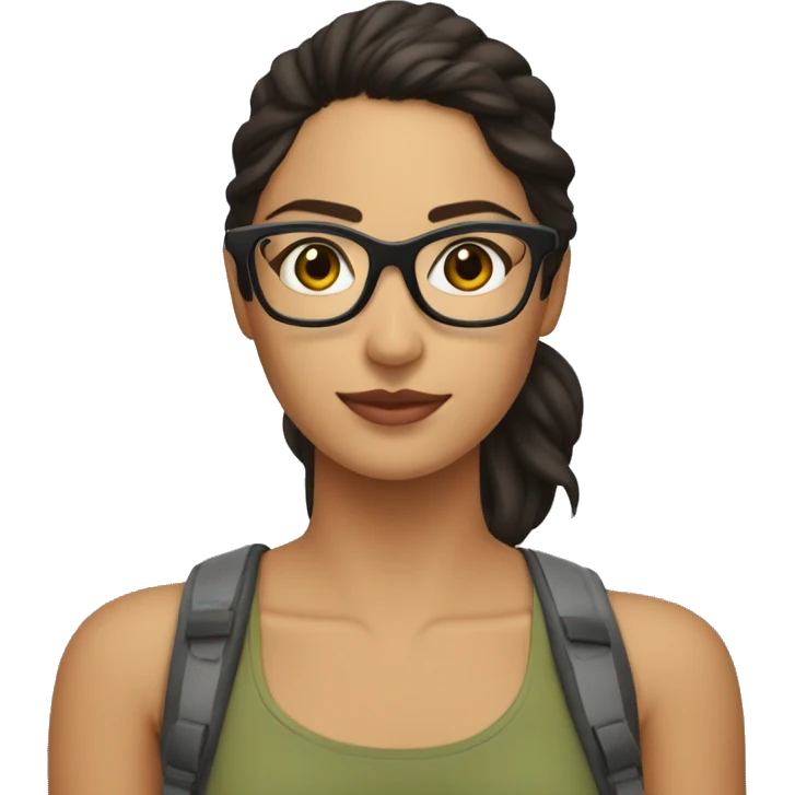 joven morena con lentes con computadora emoji