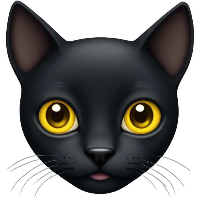 Black slim cat with big yellow eyes and big pupils emoji