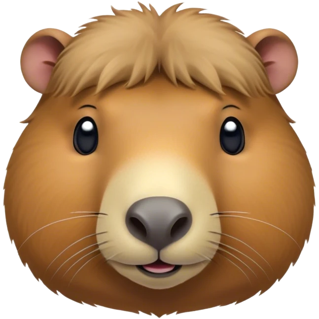 Cinematic Cute Capybara Portrait Emoji, Head tilted playfully and inquisitively, with a delightfully fluffy, rounded form and a characteristically large, flat capybara head featuring a short snout and small ears, accentuated by soft, inviting fur and round, sparkling eyes full of charm, Simplified yet irresistibly adorable features, highly detailed, glowing with a warm, friendly glow, high shine, affectionate and lively, stylized with a touch of whimsical cuteness, soft glowing outline, capturing the essence of a mischievous yet loving capybara that feels like it could tumble out of the screen into your arms! emoji