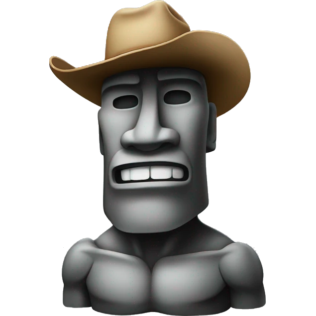 moai flexing muscle with cowboy hat emoji