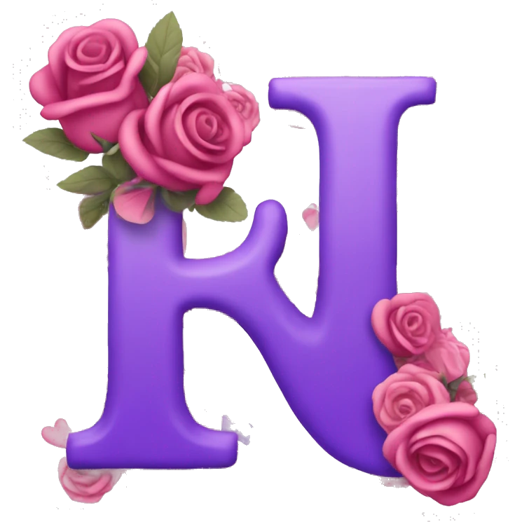 Make me the letter R with roses and hearts in pink and purple emoji