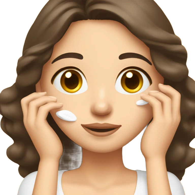 Brunette Girl applying face cream  emoji