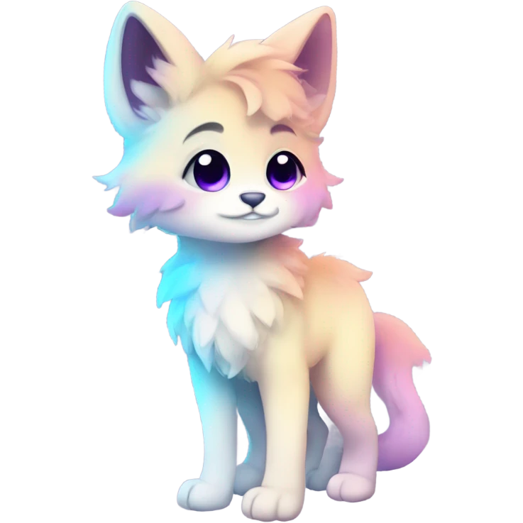 Adorable innocent cute gradient-Sparkle-nebula-fursona furry, full body emoji