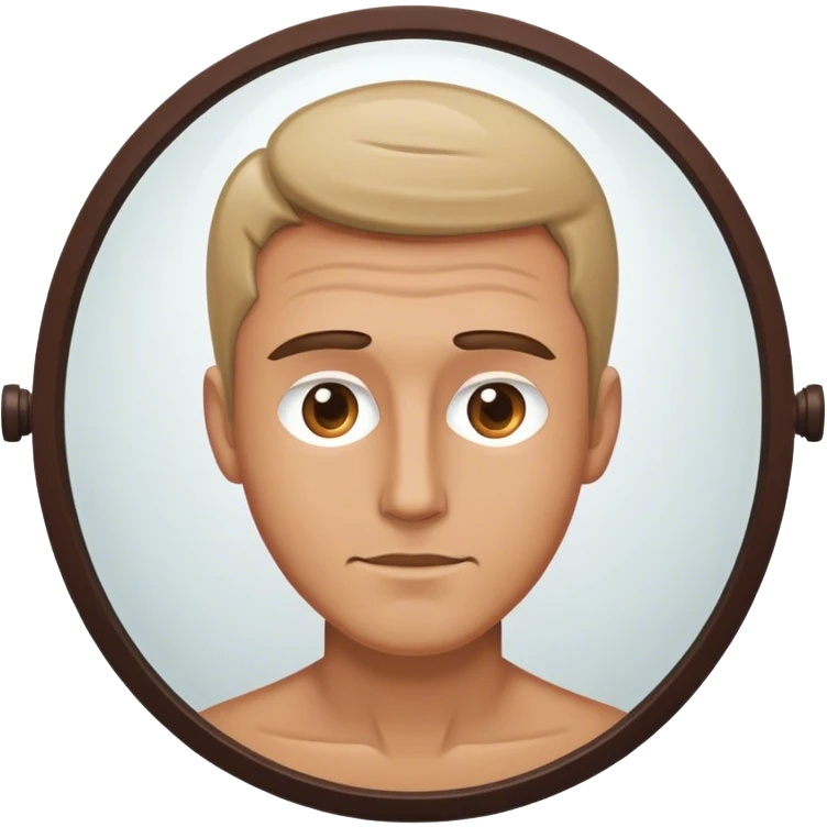 person caucasian man looking at me through a mirror. standing there emoji