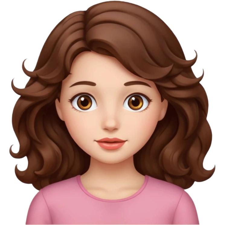 a beautiful girl with wavy volumes brown hair emoji