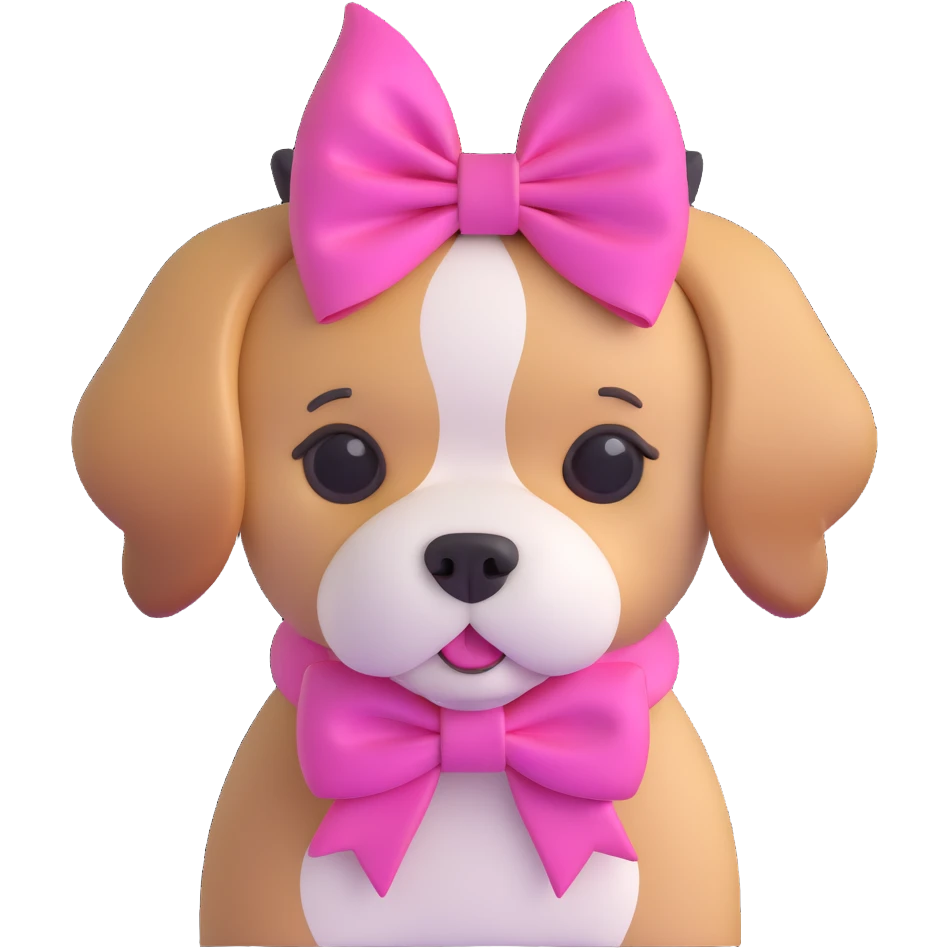 preppy dog with a pink head piece bow emoji