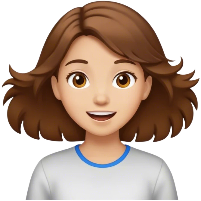 Girl excited with brown hair light skin emoji