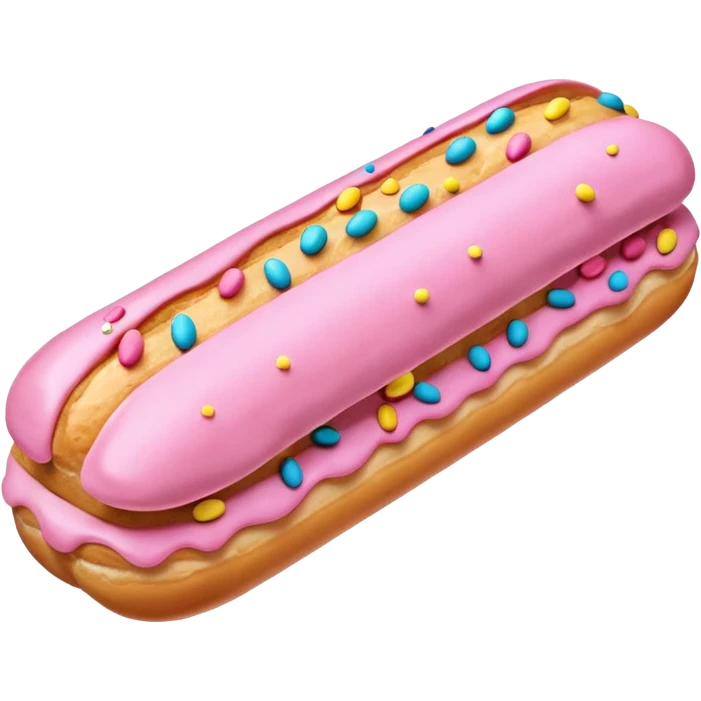 eclair with pink fondant and sprinkles emoji