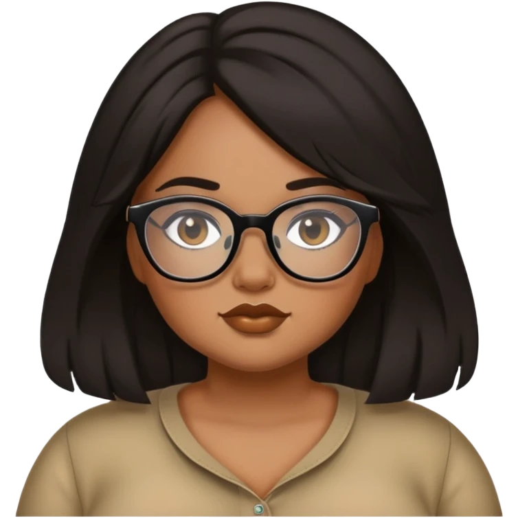 pretty baddie, country, bigger girl with glasses with brown black hair emoji