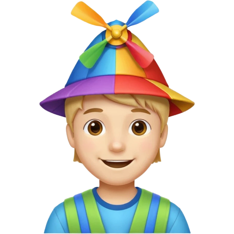 Boy wear colorful windmill hat emoji