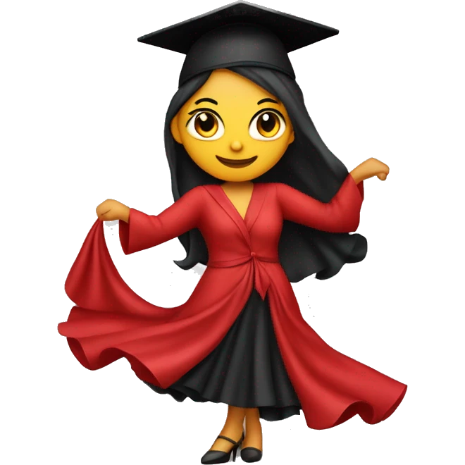 One Flamenco dancer with a red dress and a graduation cap emoji