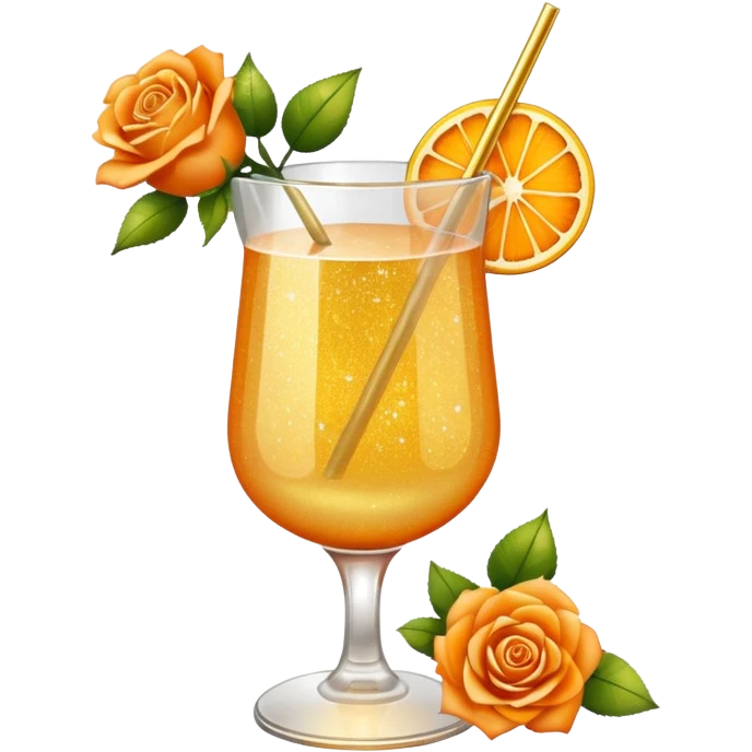Glittery with orange roses gold mocktail emoji