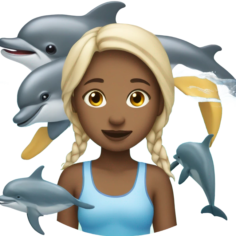 Girl swimming with dolphins emoji