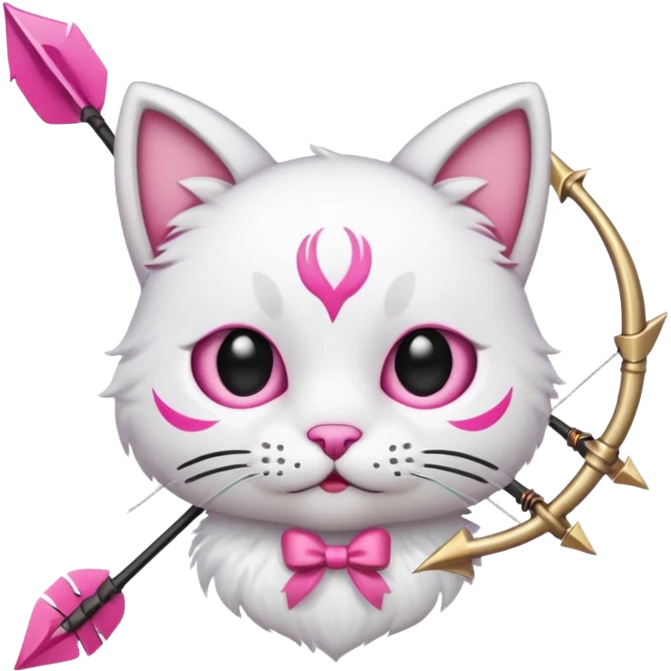 Emoji cat head white emoji with pink bow and arrow emoji
