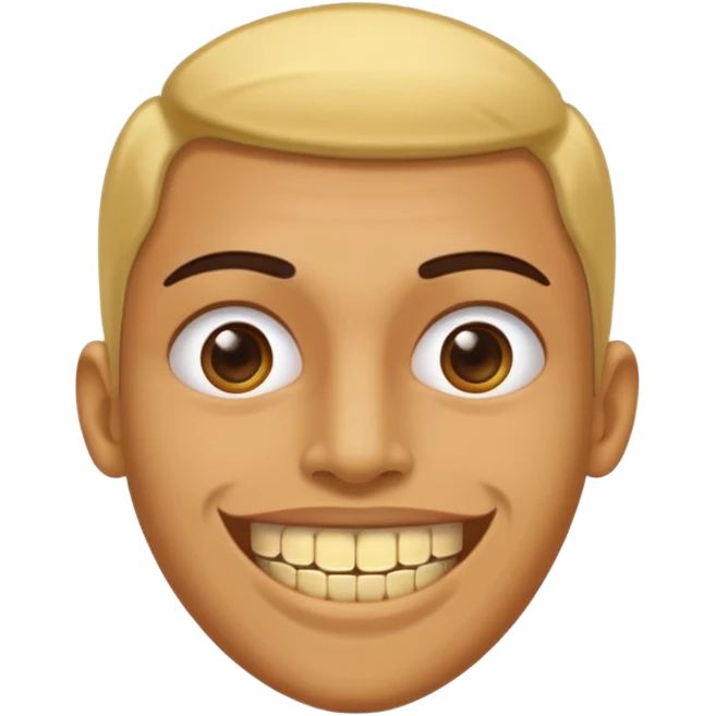 Straight face emoji with gold teeth emoji