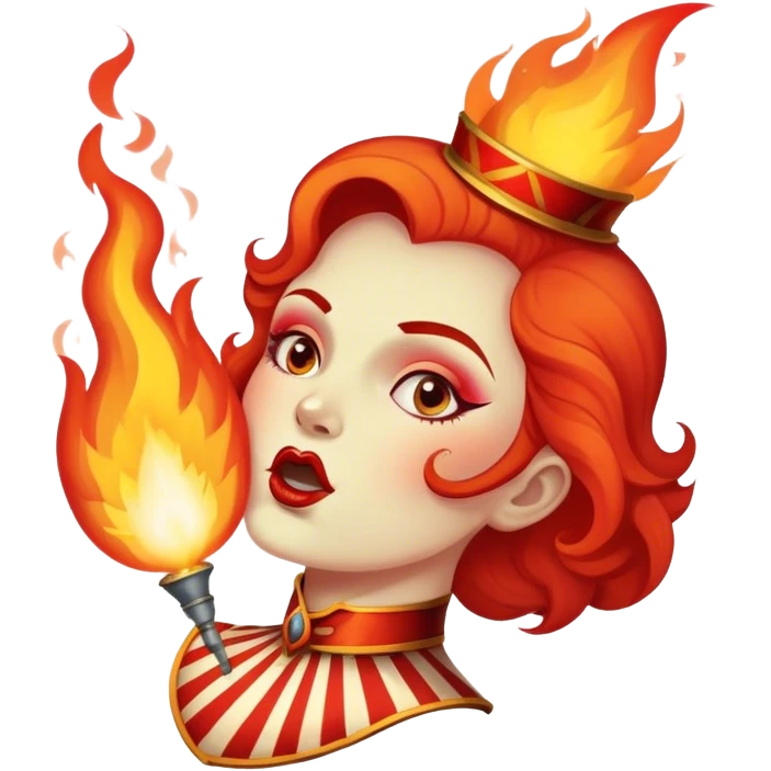 Vintage circus performer breathing fire emoji