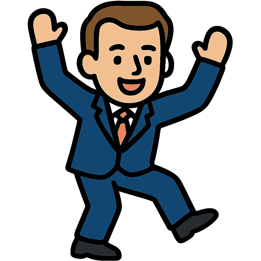French President Macron dancing joyfully emoji