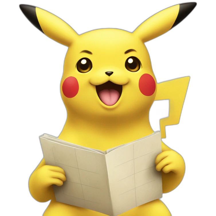 Pikachu jouant au carte emoji
