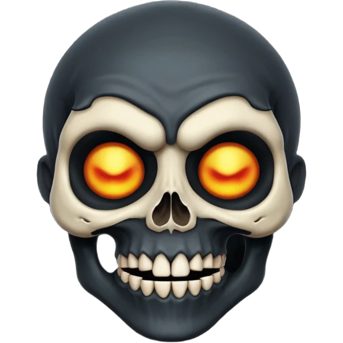 human skull face troll emojie used in ticktock reels. black in colour emoji