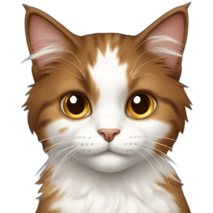 Long-haired, brown and white calico cat  emoji