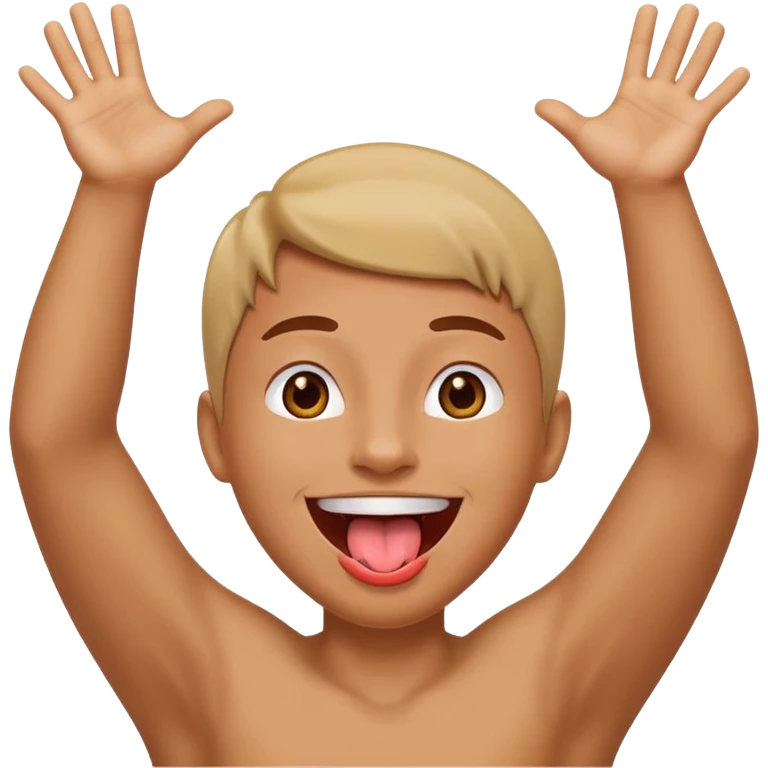 face with tongue out and both arms up emoji