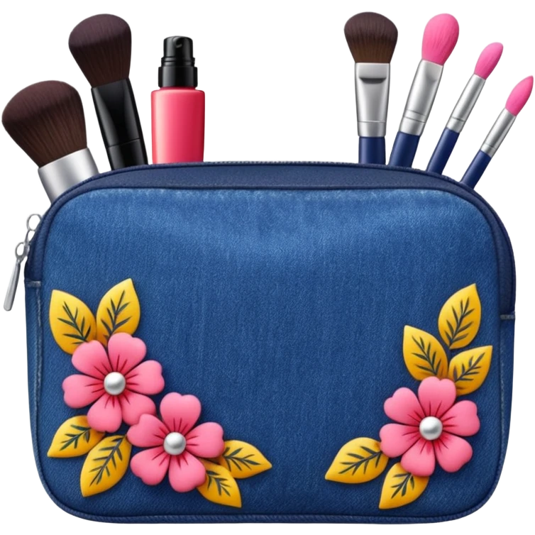 Make up kit mac denim floral design emoji