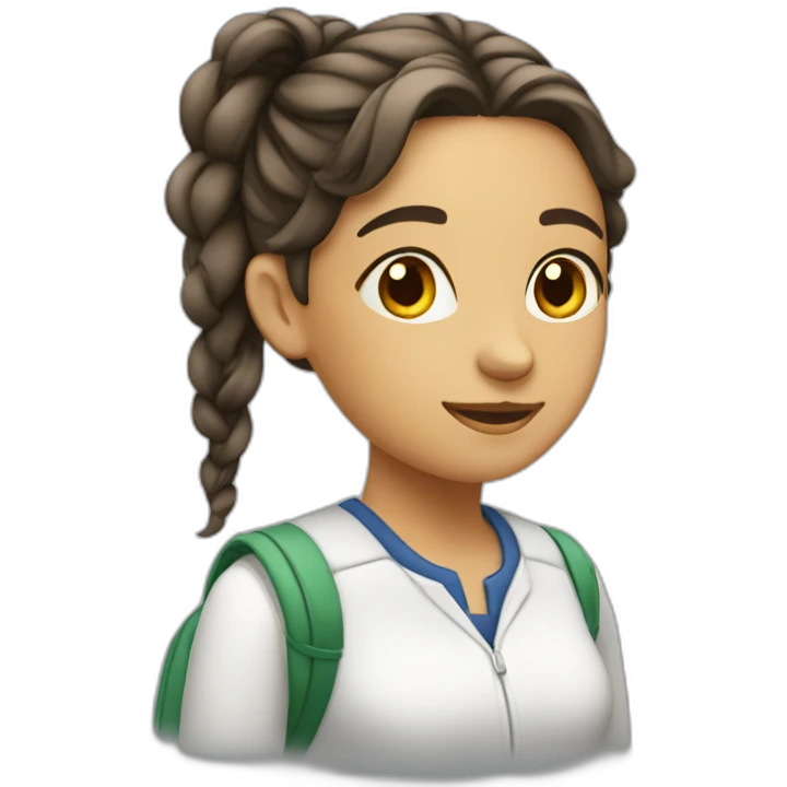 Menina branca estudando emoji