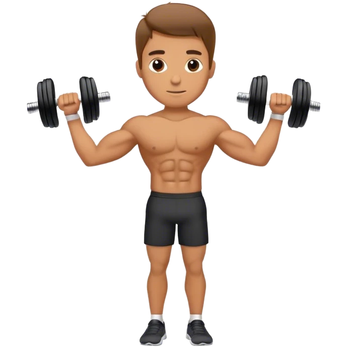 man holding dumbbells by his body side emoji