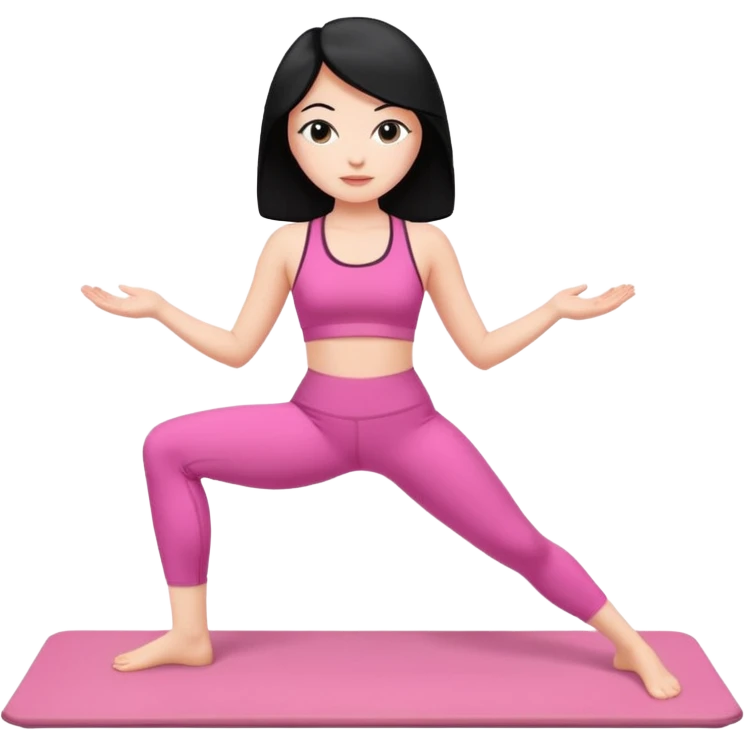 White girl with black hair pilates pink emoji