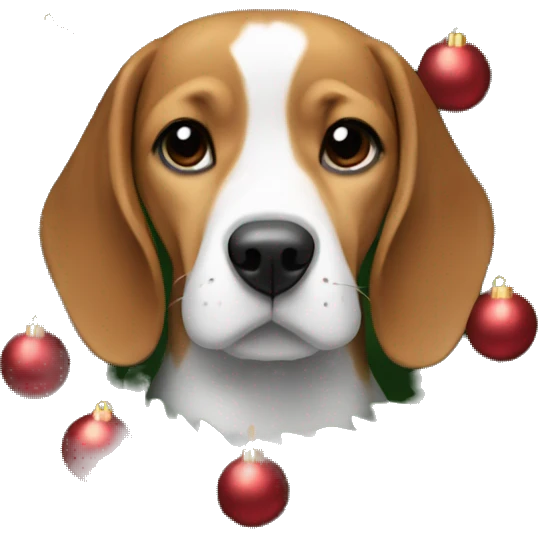 Beagle in a Christmas wreath emoji