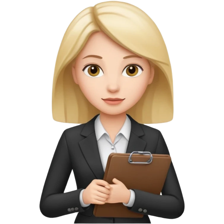 woman in business attire holding a clipboard emoji