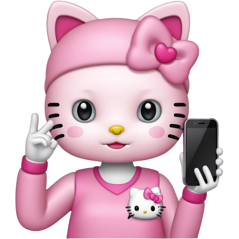 Hello Kitty holding smartphone, doing selfie. emoji