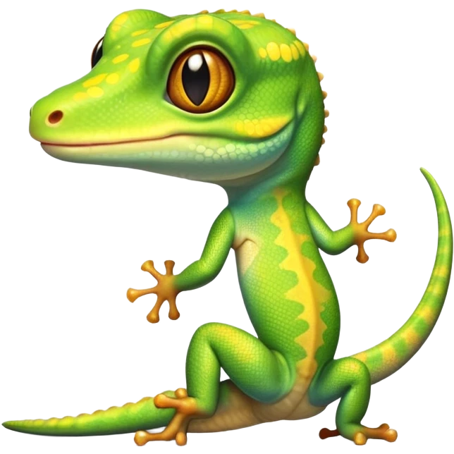 cinematic-cute-realistic gecko-portrait-emoji,-head-tilted-playfully-and-inquisitively,-featuring-a-small,-charming-body-with-smooth,-vividly-patterned-scales,-bright,-sparkling-eyes-and-delicate,-sticky-toe-pads,-simplified-yet-irresistibly-adorable emoji