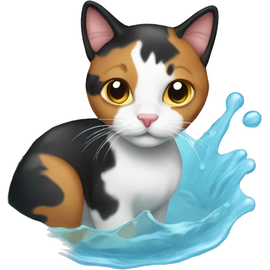 calico cat in water emoji