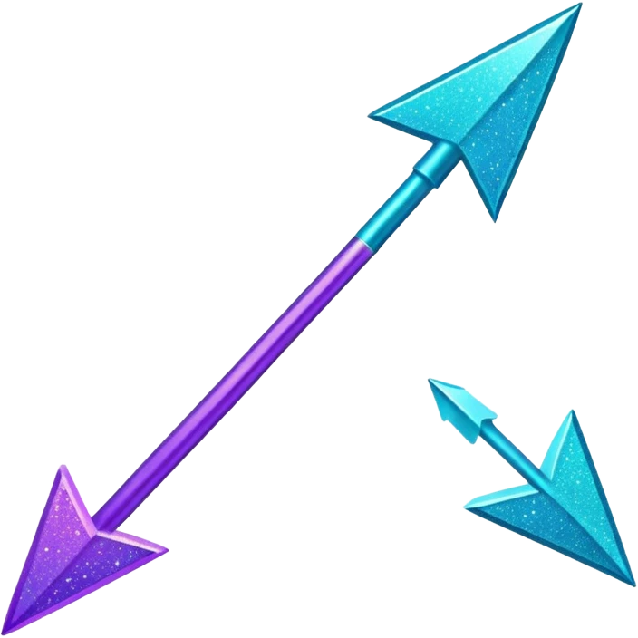 flecha para esquerda glitter roxo e ciano emoji