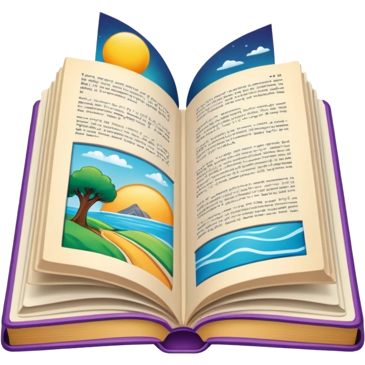 An open book with illustrated graphic novel panels inside emoji