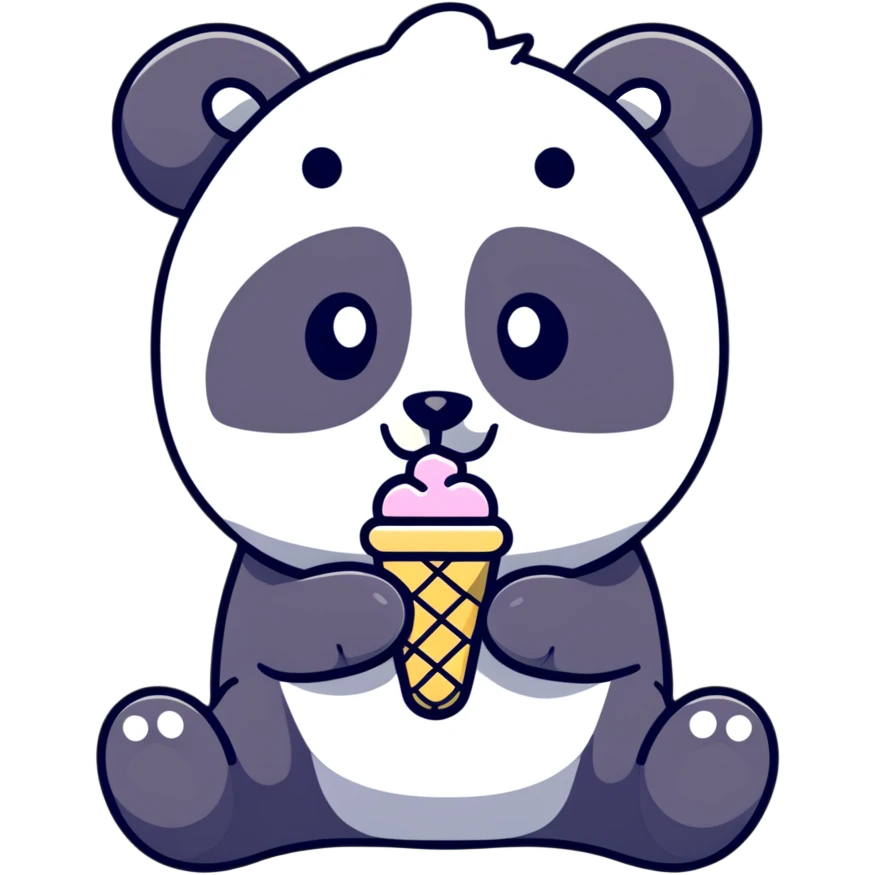 Panda eating ice cream emoji