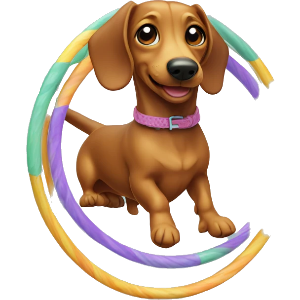 wiener dog in hoola hoop emoji