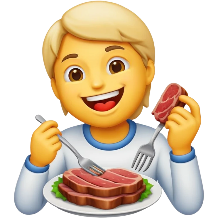emoji eating meat emoji