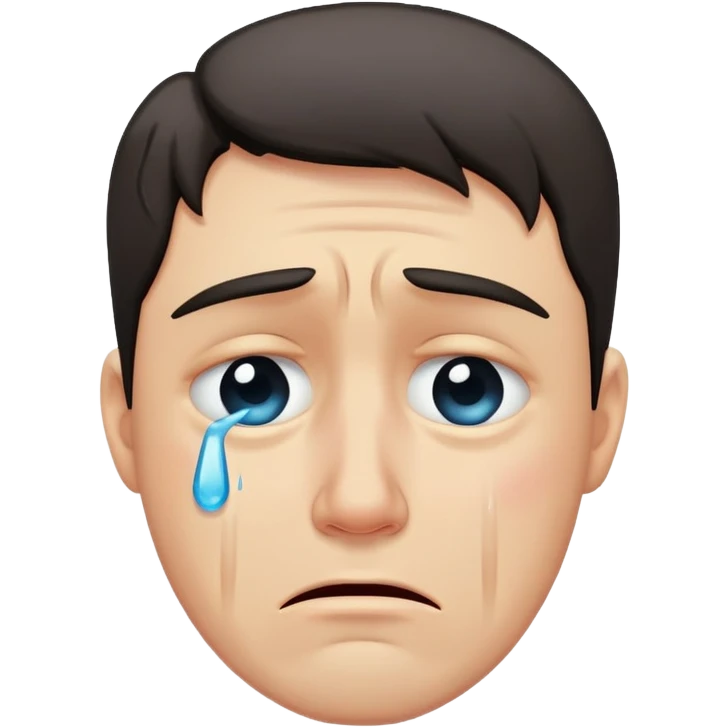 A man with tears streaming down his face, crying with sadness emoji