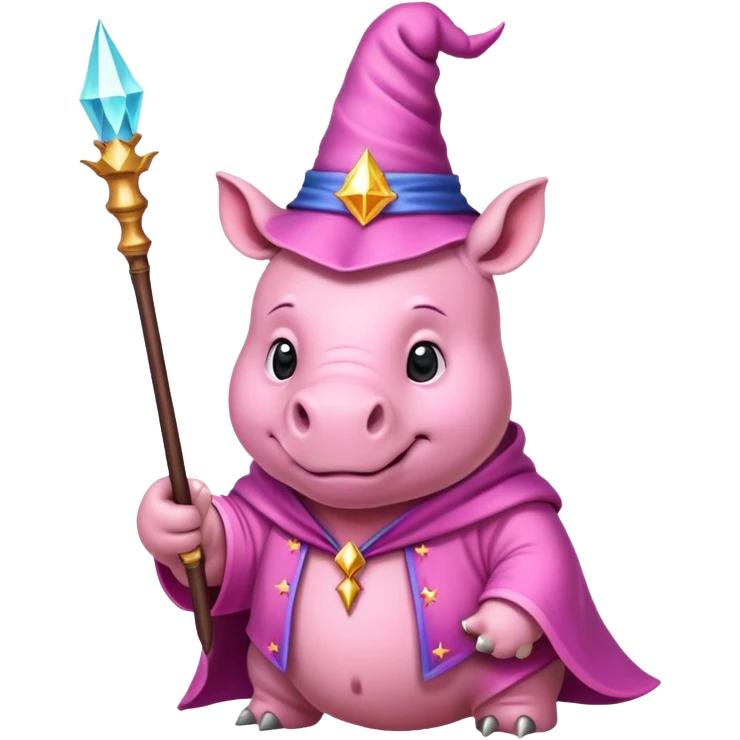 A lovely pink rhinosuor wizard emoji
