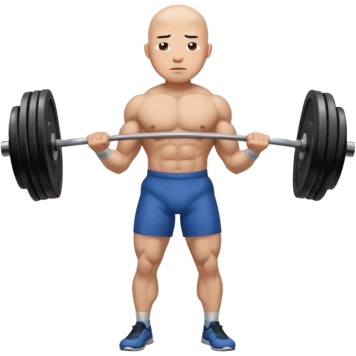 bald asian man deadlifting emoji