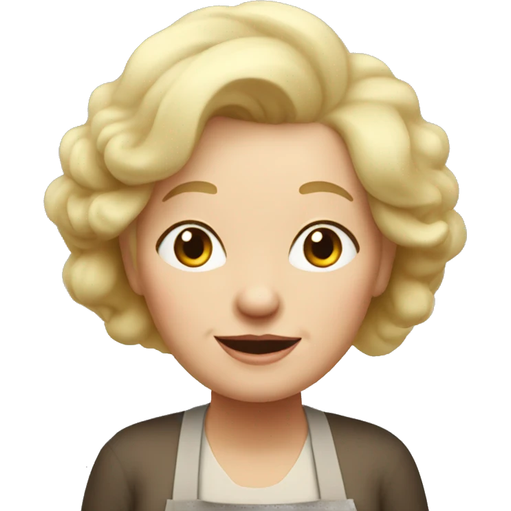 grandma with very sort blonde hair cooking with no glasses emoji