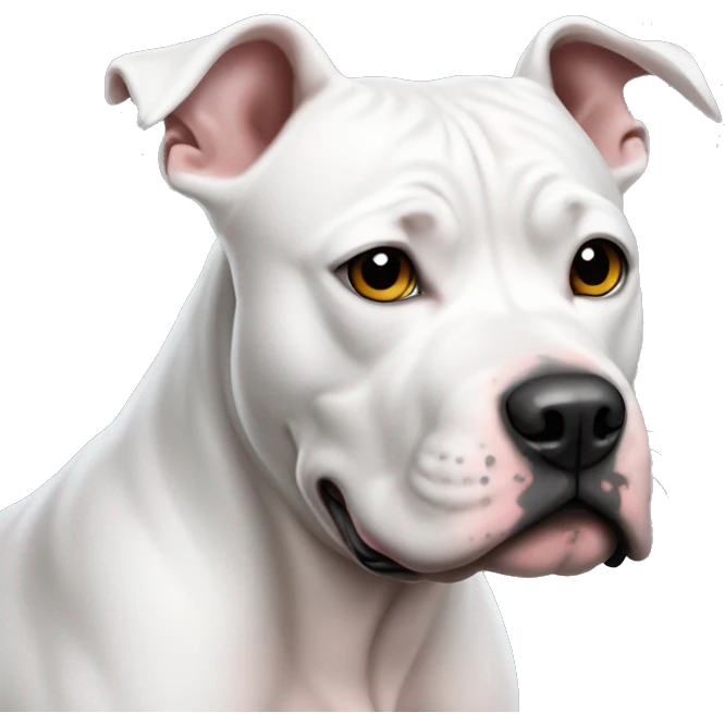 perro pitbull blanco con manchitas negras en sus orejas emoji