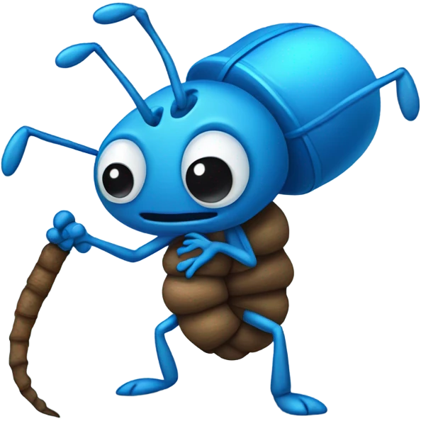 embarrassed ant holding a blue bindle  emoji