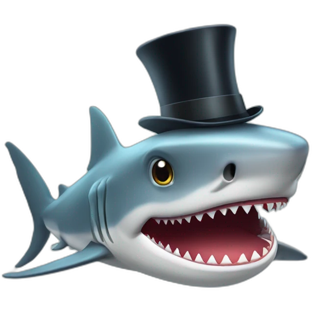 Shark with a top hat emoji