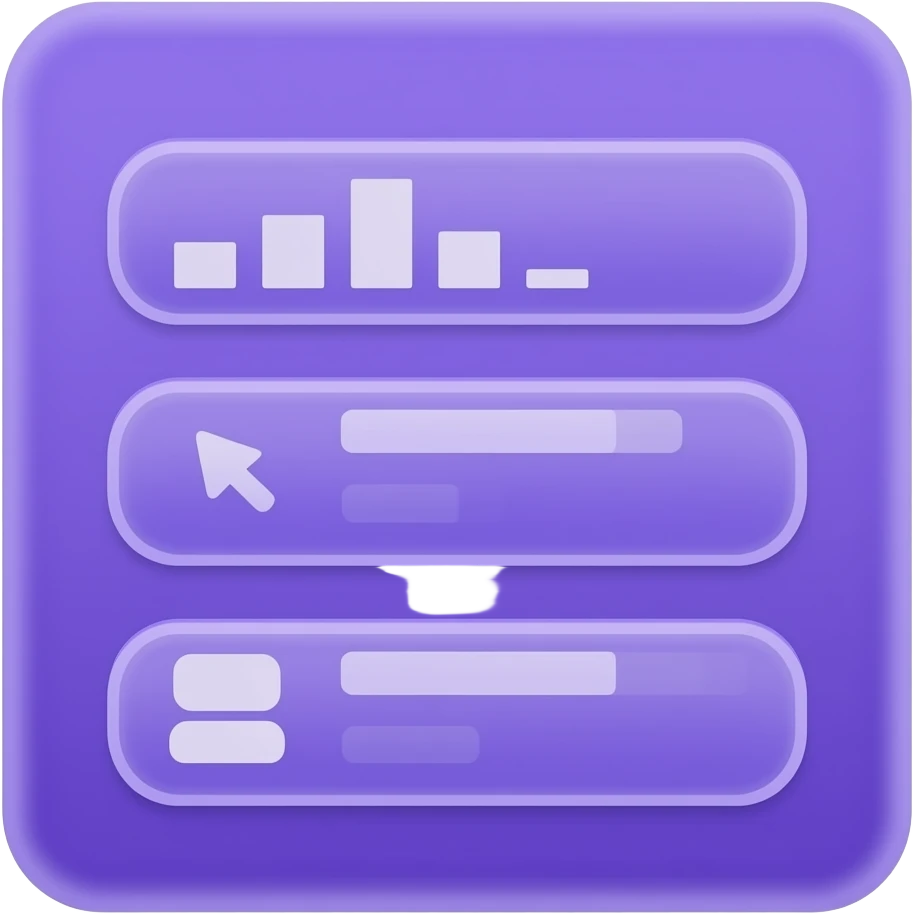 Purple color triple layer UI pop ups 2D render iPhone emoji png of a detailed Computer UI pop ups emoji