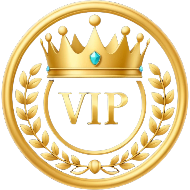 Luxury black and gold circular logo-style emoji, with ornate golden swirls, royal crown on top, bold text in center, glowing golden edges, premium VIP style, dark glossy background, looks like a high-end Telegram bot badge or emblem, no faces, with the text 'VIP24.CC BOT' in golden bold letters emoji