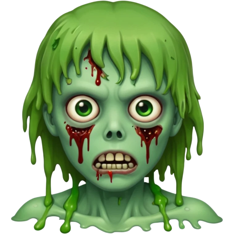 zombie slime youthful face, messy brown fringe, emoji
